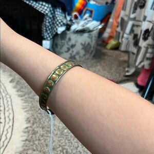 Vintage Green and Gold Bangle Bracelet